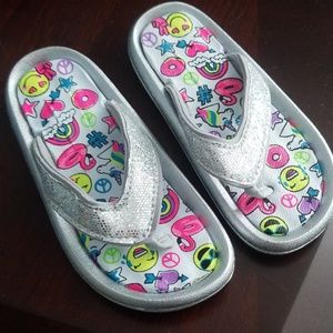 Silver Glitter Girls Flip Flops